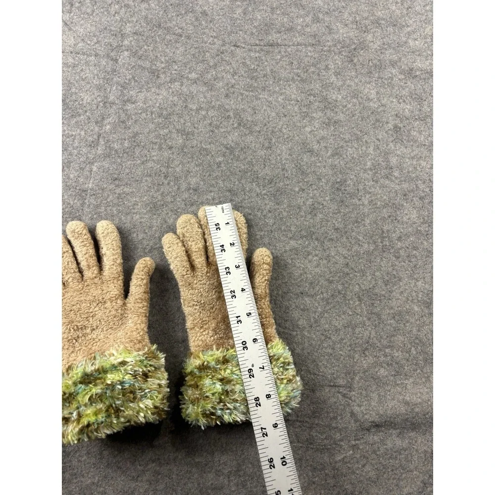 90s‎ Green Gloves Womens One Size Chenille Fringe Stretch Glam Statement Diva